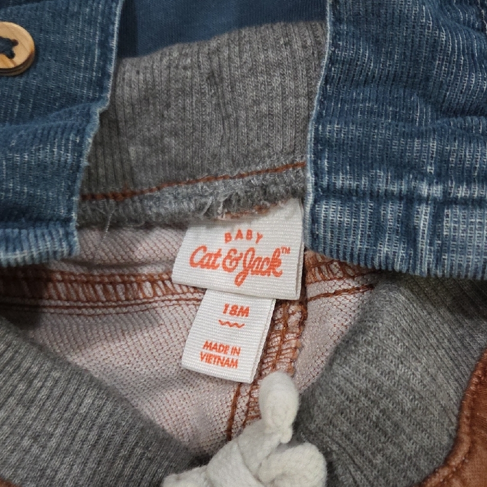 Cat & Jack Blue Corduroy Hooded Jacket with Brown Pants - Picture 3 of 5